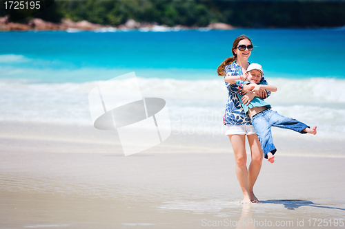 Image of Mother and son at beach