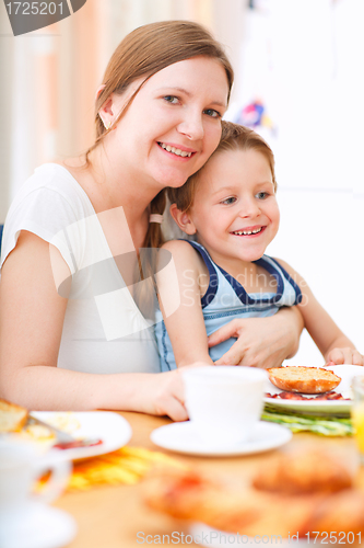 Image of Mother and son having breakfast