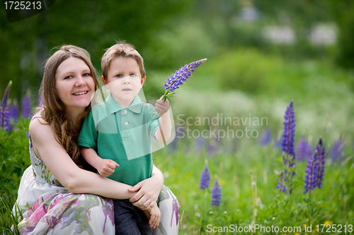 Image of Mother and son summer portrait