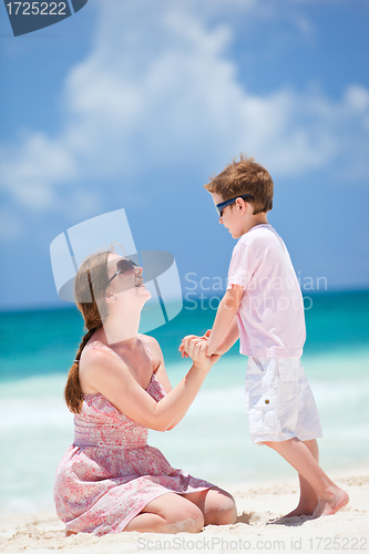 Image of Mother and son at beach