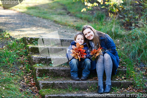 Image of Mother and son outdoors