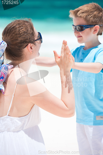 Image of Mother and son on vacation