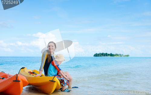 Image of Mother and son after kayaking 