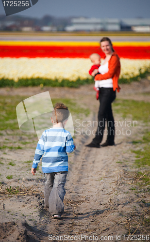 Image of In tulip field