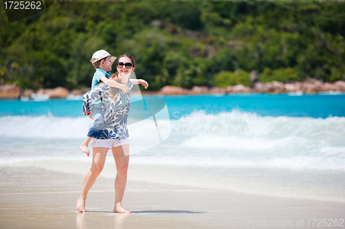 Image of Mother and son at beach