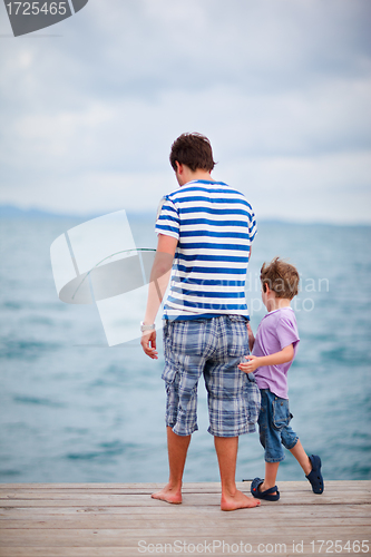 Image of Father and son fishing together