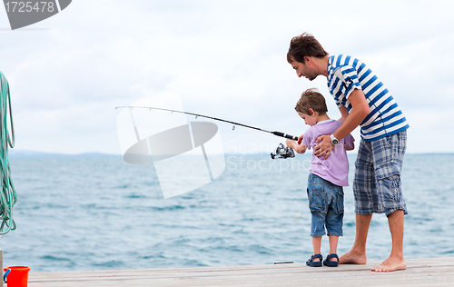 Image of Father and son fishing together