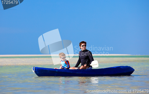 Image of Father and son kayaking