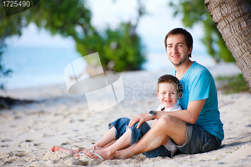 Image of Father and son at beach