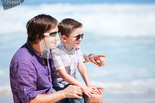 Image of Father and son at beach