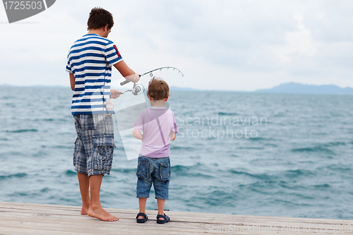 Image of Father and son fishing