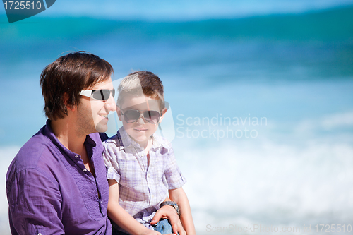 Image of Father and son at beach