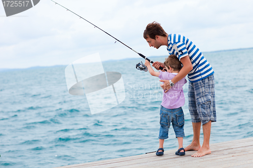 Image of Father and son fishing together