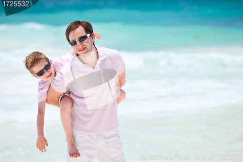 Image of Father and son at beach