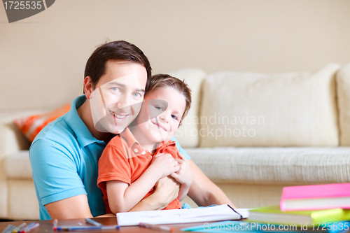 Image of Father and son at home