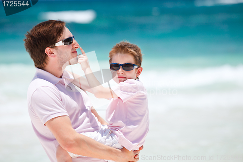 Image of Father and son at beach