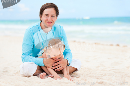 Image of Father and daughter at beach