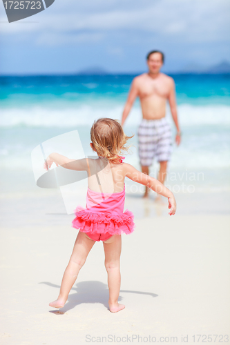 Image of Father and daughter at beach