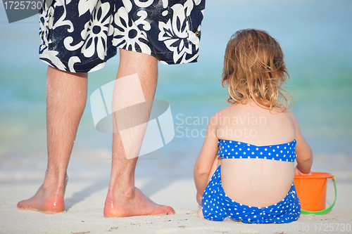 Image of Father and daughter at beach