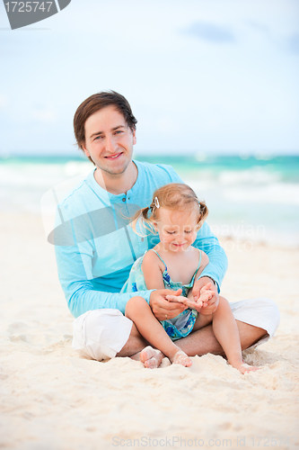 Image of Father and daughter at beach
