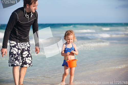 Image of Father and daughter at beach