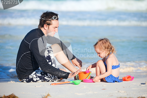 Image of Father and daughter at beach