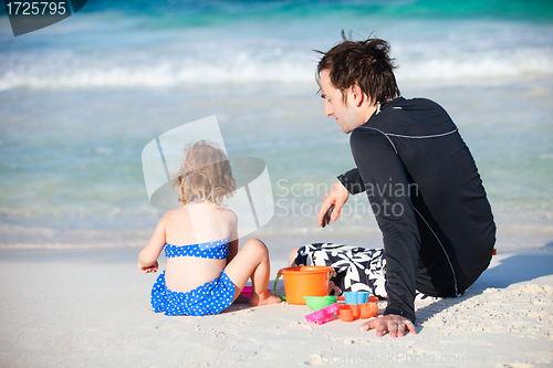 Image of Father and daughter at beach