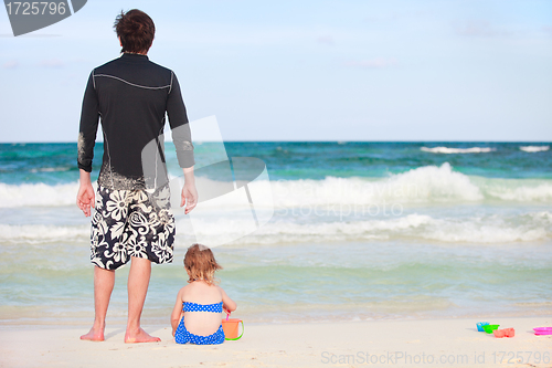 Image of Father and daughter at beach