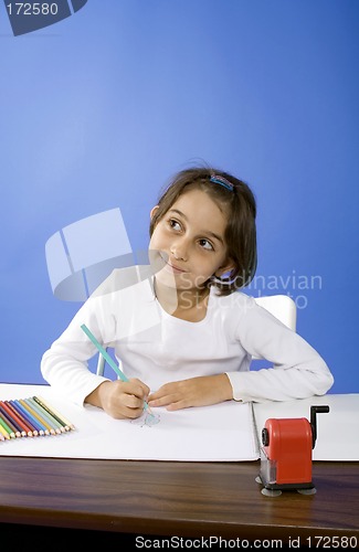 Image of little girl dreaming