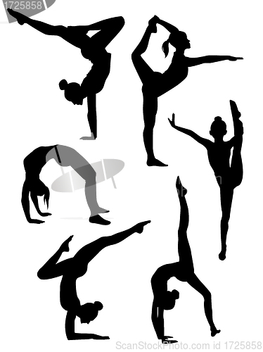 Image of Girls gymnasts silhouettes