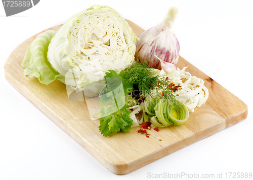 Image of Set of cabbage and raw vegetables