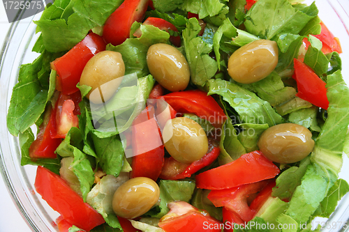 Image of Healthy vegetarian Salad on the glass plate