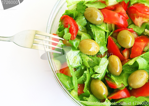 Image of Healthy vegetarian Salad with olives 