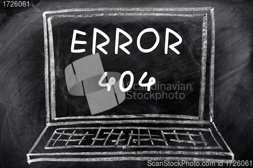 Image of Error 404 on a blackboard background 