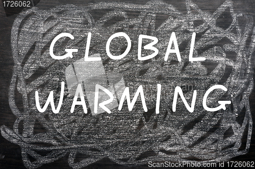 Image of "Global Warming" written on a chalkboard 