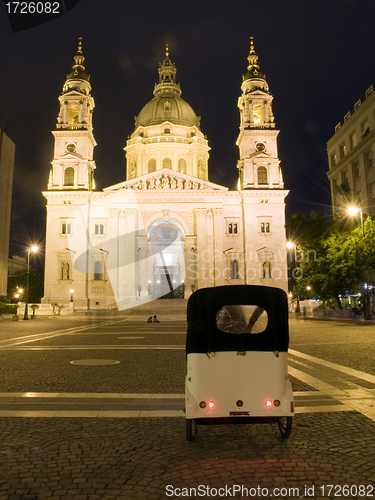 Image of St. Stephen's Basilica night lights  Budapest Hungary