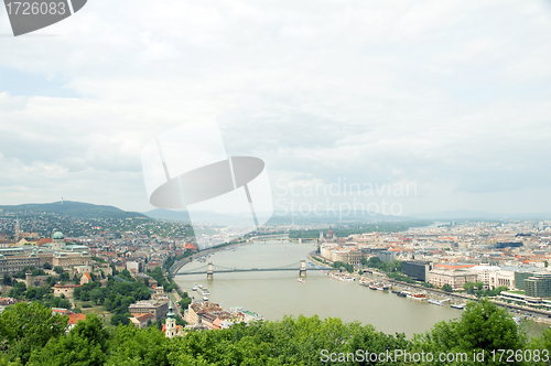 Image of Budapest Hungary Danube river view Parliament Palace