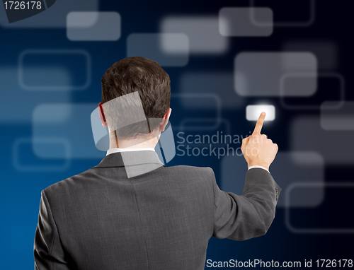 Image of Business Man Push the Button