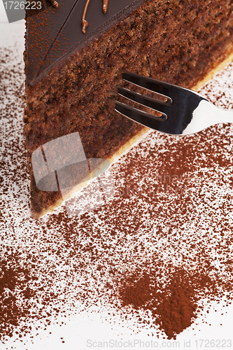Image of piece of tasty chocolate cake isolated