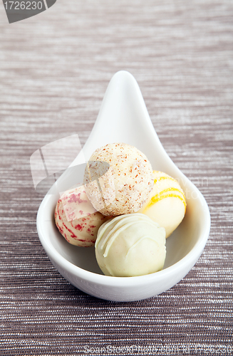 Image of mixed truffle pralines on a plate 