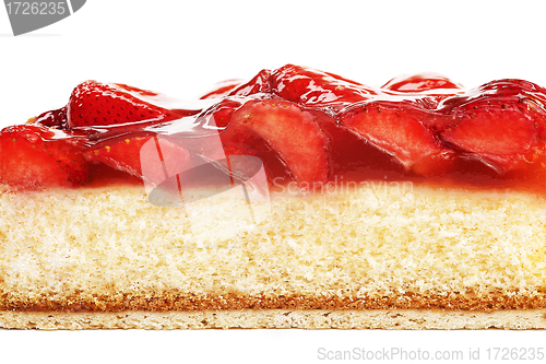 Image of tasty strawberry cake isolated on white background