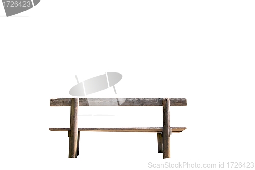 Image of Old rustic wooden bench isolated