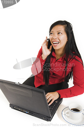 Image of business woman on cell phone