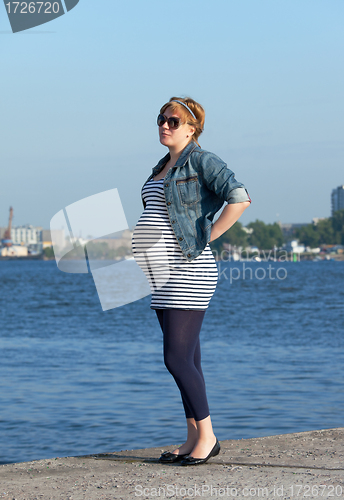 Image of Pregnant Woman on Pier