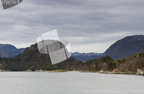 Image of landscape in norway - coastline in fjord