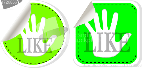 Image of Social media and network concept. green like button set