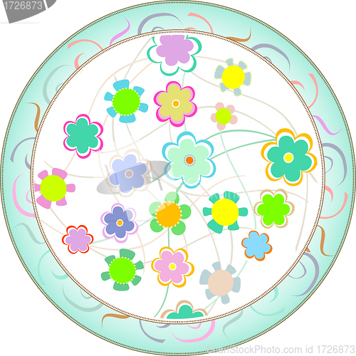 Image of round frame from floral pattern in vintage style