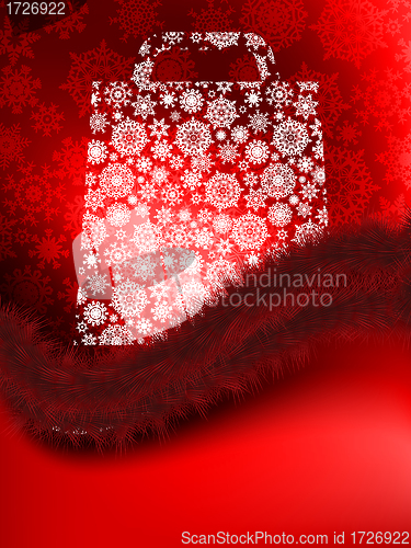 Image of Bag For Shopping With snowflakes. EPS 8
