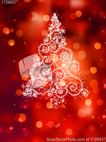 Image of Christmas tree illustration on red. EPS 8