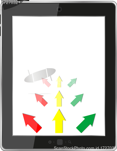 Image of a tablet pc and business diagram.  business development concept